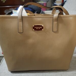 Michael Kors Beige Signature-Lined Tote